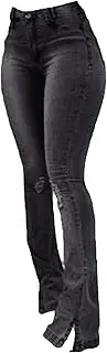 [Generic] Women Ripped Flare Jeans High Waist Distressed Bootcut Jean Pants Stretch Bell Bottom Denim Pants