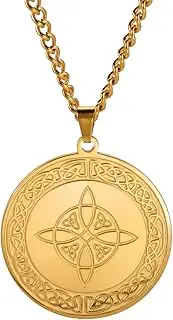 [kkjoy] Witch's Knot Necklace Stainless Steel Magic Knot Pagan Wicca Symbol Pendant 4-Point Celtic Knot Witchcraft Necklace for Women Girls