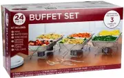 24 Piece Party Serving Kit Includes Chafing Servings Utensils Disposable Set