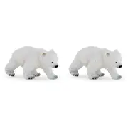 2PK Papo France Walking Polar Bear Cub 8cm Animal Figurine Collectible Kids Toy