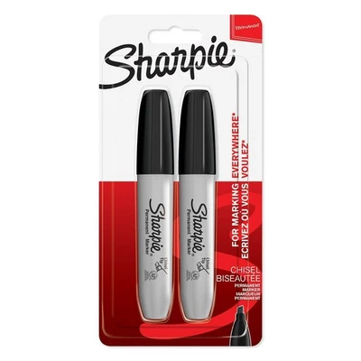 Sharpie Permanent Marker Chisel Tip Black Pack 2 - 1986195