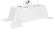 Rectangle Tablecloth 90x156 inch Washable Polyester Fabric Table Cloth for Wedding Party Dining Banquet Decoration（90x156, White）