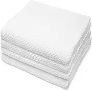 Cotton Craft - 4 Pack EuroSpa Waffle Weave Oversized Bath Towels 30x56 - White - 100% Pure Ringspun Combed Cotton - True Luxury Inspired by The Finest European Spas and Resorts
