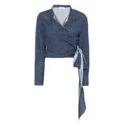 [Mazzarelli] Mazzarelli Polka-dot Print Shirt 42 IT BLUE/WHITE