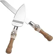 TANG SONG Rustic Wedding Cake Knife and Serving Set for Parties, Weddings, Birthdays, Anniversaries - Set of 2