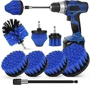 Drill Brush Attachment Set, 7 Pack 1/4in Power Scrubber + Extend Long Attachment, Power Cleaning Scrubber for Bathroom, Tub, Tile, Corner (Blue)