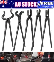 5PC Blacksmith Tongs Tools Set For Anvil, Knife Making Kit Flat Bolt Blade Tongs