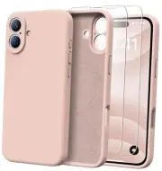 for Case with 2 Screen Protectors - Compatible with Magsafe iPhone 16 Baby Pink