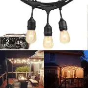 2 Pack 48FT Outdoor String Lights with 11W Dimmable Edison Bulbs for Decoration