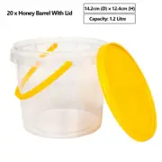 20x 1.2L Plastic Honey Bucket Barrel Pails Tamper Proof Lid Food Grade Container