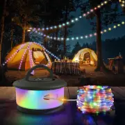 Camping String Lights, 3 in 1 Upgraded Retractable RGB Outdoor String Lights,