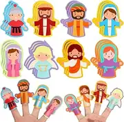 24 Pcs Religious Finger Puppets for Easter Christian Nativity Bible Toys - Felt Jesus Toys for Party Egg Fillers, Sunday School Activity Supplies, Bible Study Set, 8 Styles