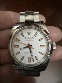 在飛比找Yahoo!奇摩拍賣優惠-ROLEX Milgauss 116400 白面 抗磁錶 閃