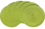 HODJOY Placemats, Round Woven Placemats for Indoor and Outdoor, Washable Woven Placemats for Christmas, 15 inch, Set of 6 (Lime Green)
