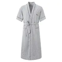在飛比找樂天市場購物網優惠-浴袍 男女款睡衣 睡袍 睡袍男士夏季純棉短袖浴衣和服薄款連體