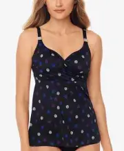 Miraclesuit Spotted Surplice Tankini Top , Size 34D, MSRP $130