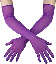 [Luwint] Fine Mesh Long Gloves, 21" Over-Elbow Tulle Gloves Opera Halloween Prom Stretchy Long Sheer Gloves