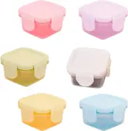 Mini Food Storage Containers, 6Pcs Salad Dressing Containers with Leakproof Lids