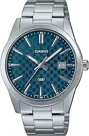 [Casio] MTPVD03D-2A2 Analog Silver Band Unisex Watch, Blue Dial, 48 × 41 × 9.6 mm