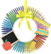 Sherr Teacher Appreciation Gifts Handmade Crayon Wreath First Day of School Back to School Ornaments Teacher's Day Thank You Decor Gift