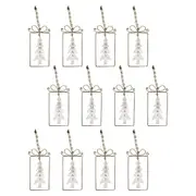 12x LVD Metal/Beads Tag Tree Hanging Ornament Festive Decor 13.5cm Gold/White