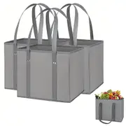 3Pcs Reusable Grocery Bags Foldable Kitchen Tote Bags with Long Handles