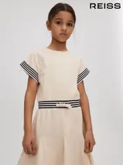 Reiss Ivory Milo 9-13 yrs Cotton Blend Logo Dress (M47485) | $125