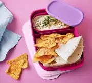 NEW Tupperware divided slim lunch container with sm insert pink purple vineyard