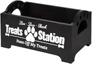 TOMVAES Wood Dog Treat Container, Dog Food Container for Dog Food Storage, Farmhouse Dog Food Storage Organizer, Cat Treat Holder Cat Dog Treat Organizer,Black