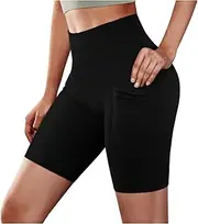 [Generic] Stretchy Shorts for Women Women Pants Running High Short Pocket Yoga Waist Athletic Shorts Yoga Out Pants Bike Shorts with Pockets Women