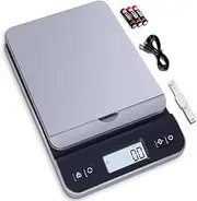 QP Shipping Scale, 86lb/0.1oz High Accuracy Digital Postal Scale for Packages, Hold/Tare Function, Backlit LCD Display, Flip-up Holder, Battery & Tape Measure Included