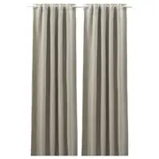 ANNAKAJSA room darkening curtains, 1 pair, light grey/with heading tape, 145x250 cm