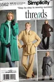 Simplicity Sewing Pattern 3562 Misses Coats in 2 lengths-2 Sleeves Size 14-22