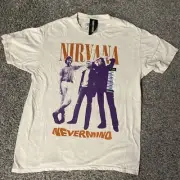 Nirvana Nevermind T-Shirt Men's Size L Brown Cream Short Sleeve Shirt