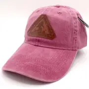 Red Stonewashed Big Foot Trading Leather Patch Baseball Hat