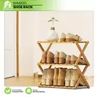 20" Natural Bamboo 3-Tier[FOLDABLE SHOE RACK]Boots High Heels Sneakers Organizer