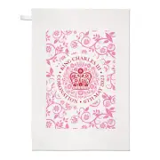 Pattern Coronation Emblem Pink King Charles III Tea Towel Souvenir Gift 6th May