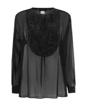 Fabiana Filippi Sheer Sleeved Panelled Blouse IT42 Black