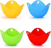 4 Pcs Egg Poacher Cups With Round Bottom for Air Fryer Easy Release Poach Pods Multi Coloured Poach Egg Pods Molds Work for Egg Poacher Pan Cookware Boiler Steamer Microwave