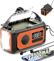 2023 Newest Weather Radio,12000mAh AM/FM/NOAA Weather Radio, Emergency Hand Crank Radio,Multi-Function Solar Radio,2 Solar Panels,USB Type-C Charging,Torch & LED Reading Lamp,SOS Alarm,Compass(Orange)