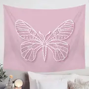 Butterfly Drawing over Purple Tapestry