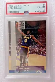 1998 UPPER DECK KELLOGG'S 21 KOBE BRYANT LOS ANGELES LAKERS PSA EX-MT6 SILVER
