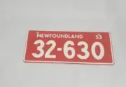 Vtg. 1953 General Mills Wheaties NEWFOUNDLAND metal bicycle mini lic. PLATE