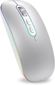 cimetech Wireless Bluetooth Mouse, Slim Rechargeable Mac Mouse, Computer Mice with Dual Mode (Bluetooth 5.1 and 2.4G), Compatible with iPad, Laptop, Mac, Windows