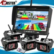 4ch Digital Wireless 7" Split Monitor BSD Backup Camera 12-24V Rear View Reverse