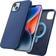 SPIGEN Silicone Fit Mag MagFit for iPhone 14 Plus Case, Compatible with MagSafe Magnetic Ring Soft Rugged Slim Cover - Navy Blue