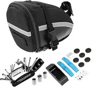 MEIJUN Bike Repair Tool Kit - 16 in 1 Multi Function Repair Tool Kit with Saddle Bag, PU Leather Handle