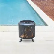 Glow Acheron™ Designer Outdoor Fire Pit Firepit Drum - Includes Log Wood Grate