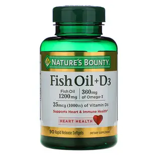 [iHerb] Nature's Bounty 魚油 + 維生素 D3，90 粒快速釋放軟膠囊