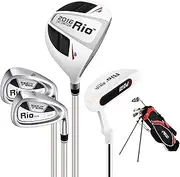 [PGM] Children's Golf Club Set -1 Wood, 2 Iron, and 1 Putter Club, Great for Beginner Boys and Girls, Instructional Training Set - with Golf Bag